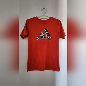 Adidas Boys Vermillion Performance Tee with Graphic Logo